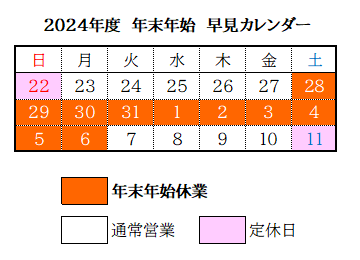 年末年始休業